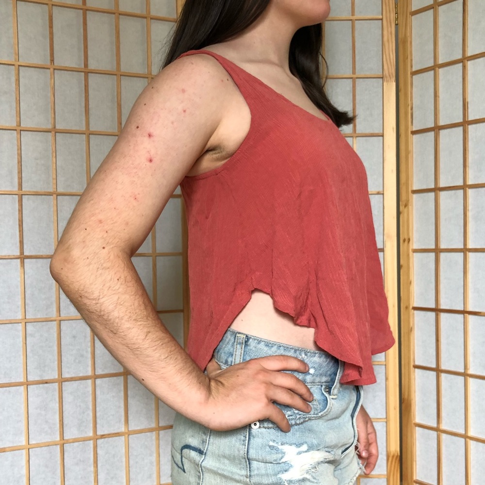 Gauze open back tank top